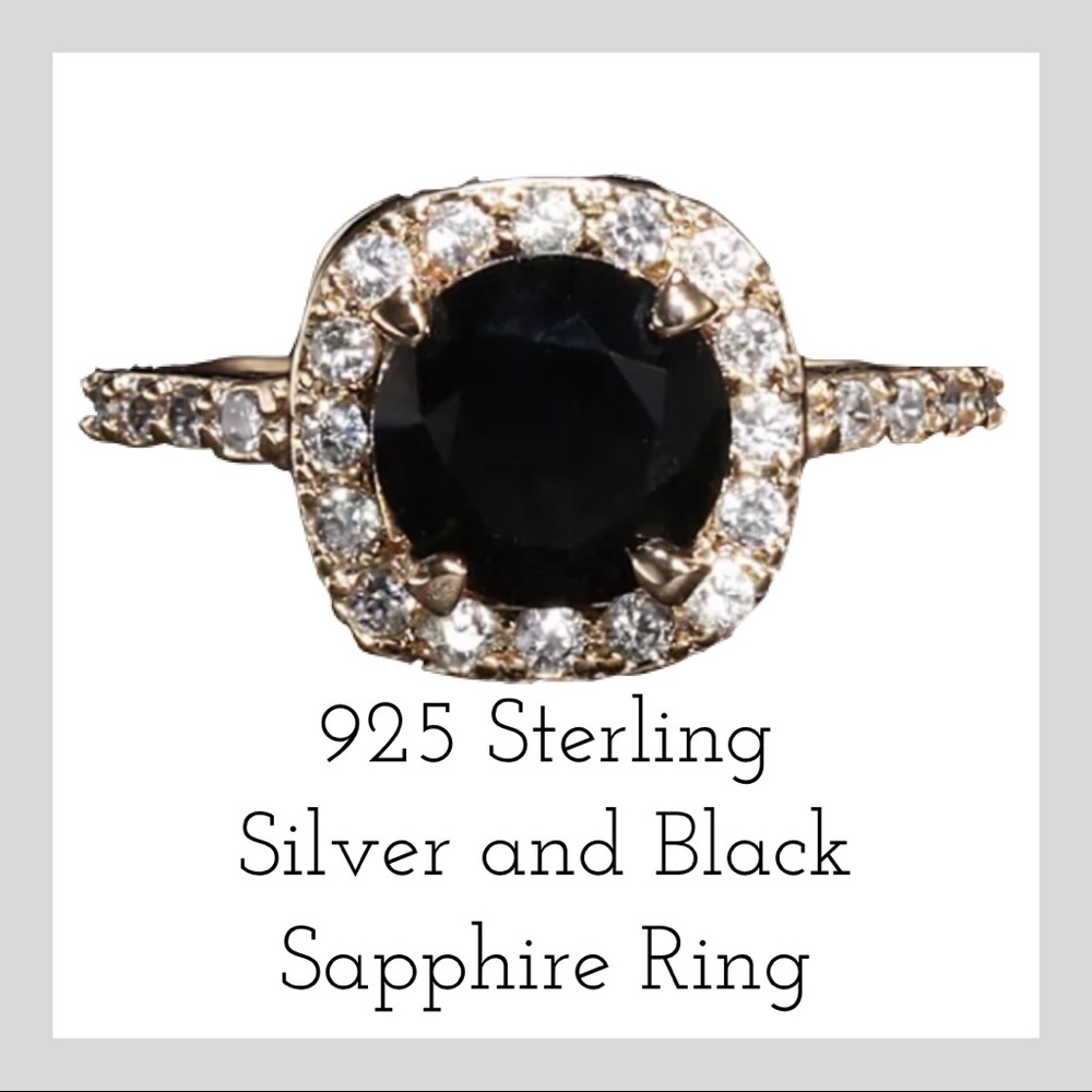 NWOT Black Sapphire Sterling Silver Ring